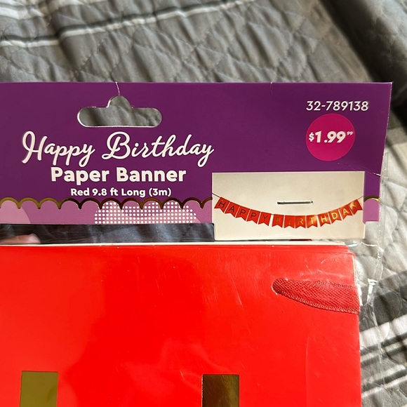 “HAPPY BIRTHDAY” Paper Banner - Red and Gold Birthday Banner - Picture 3 of 3